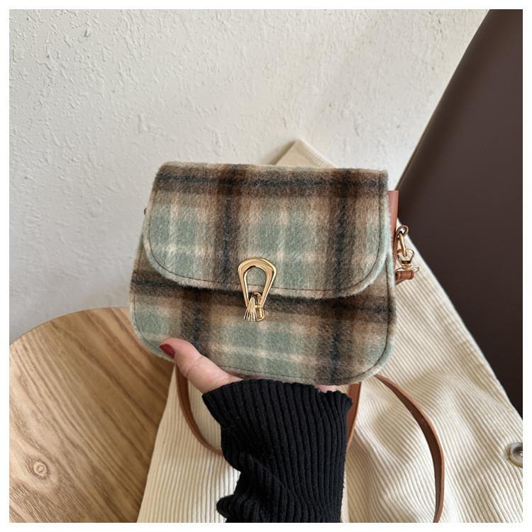 Stylish Plaid Retro Mini Crossbody Shoulder Bag Soft Pu Leather For Urban Fashion