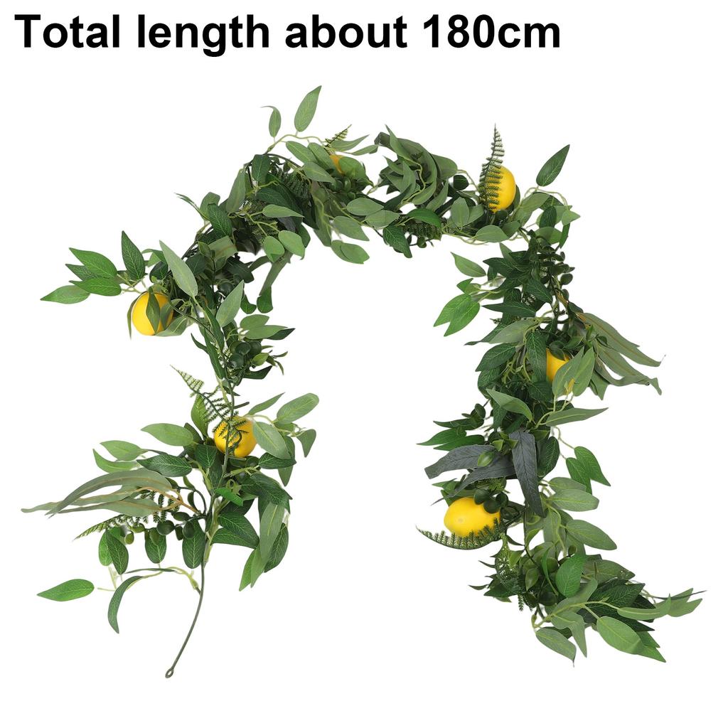 180cm Artificial Lemon Wreath With Green Plants Willow Leaf Lemon Vine Wedding Decoration Simulation Lemon Decoration Vine
