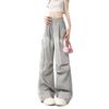 Design Butterfly Bow Gray Workwear Casual Pants Women Summer New Style High Waist Loose Wide Leg Pants Women