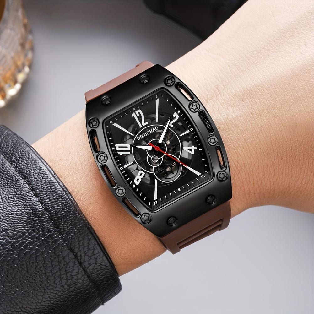 Quartz Watch Silicone Transparent Hollow Barrel Quartz Watch Casual Fashion Sports Men's Watch for Father's and Lover Gift Watch Christmas Gift