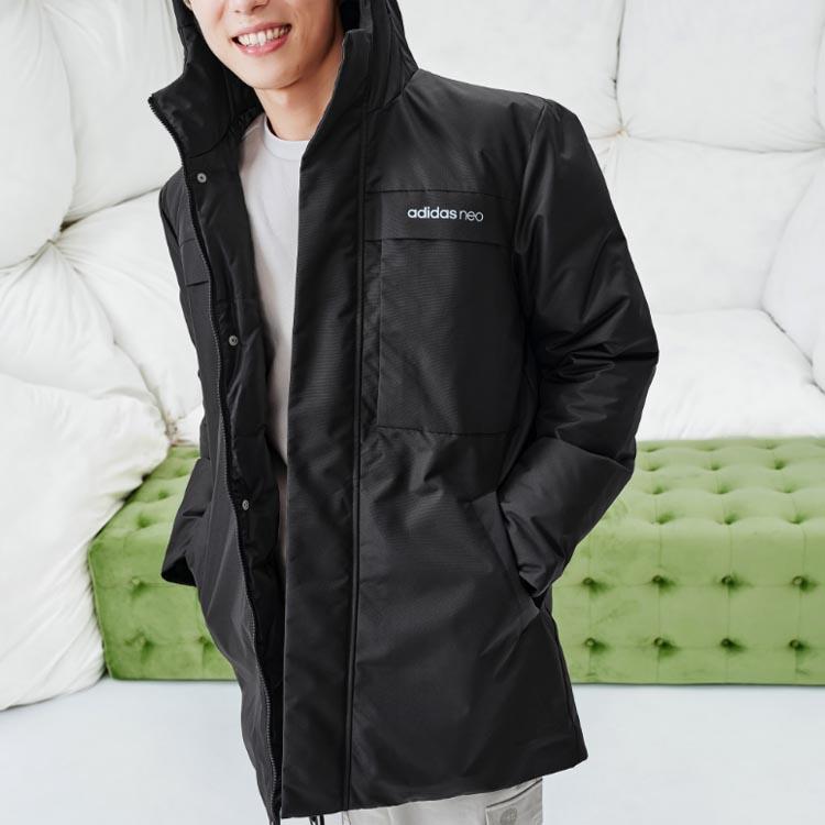 Adidas Neo Down Parka With Multiple Pockets And Hood Men Outerwear Black HF0505