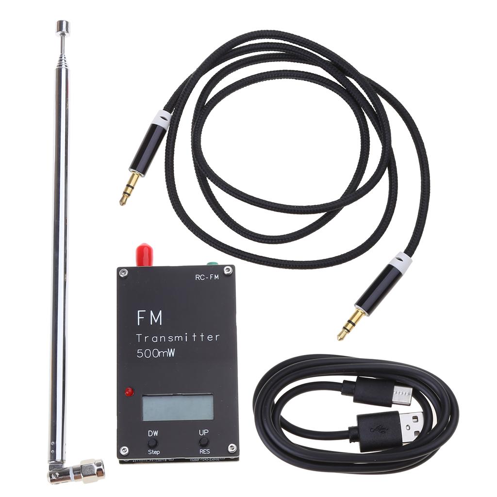 Aluminum Shell FM Transmitter Stereo Transmitter 500mW with LCD Screen Type C Port for Parking Lot with Memory Function