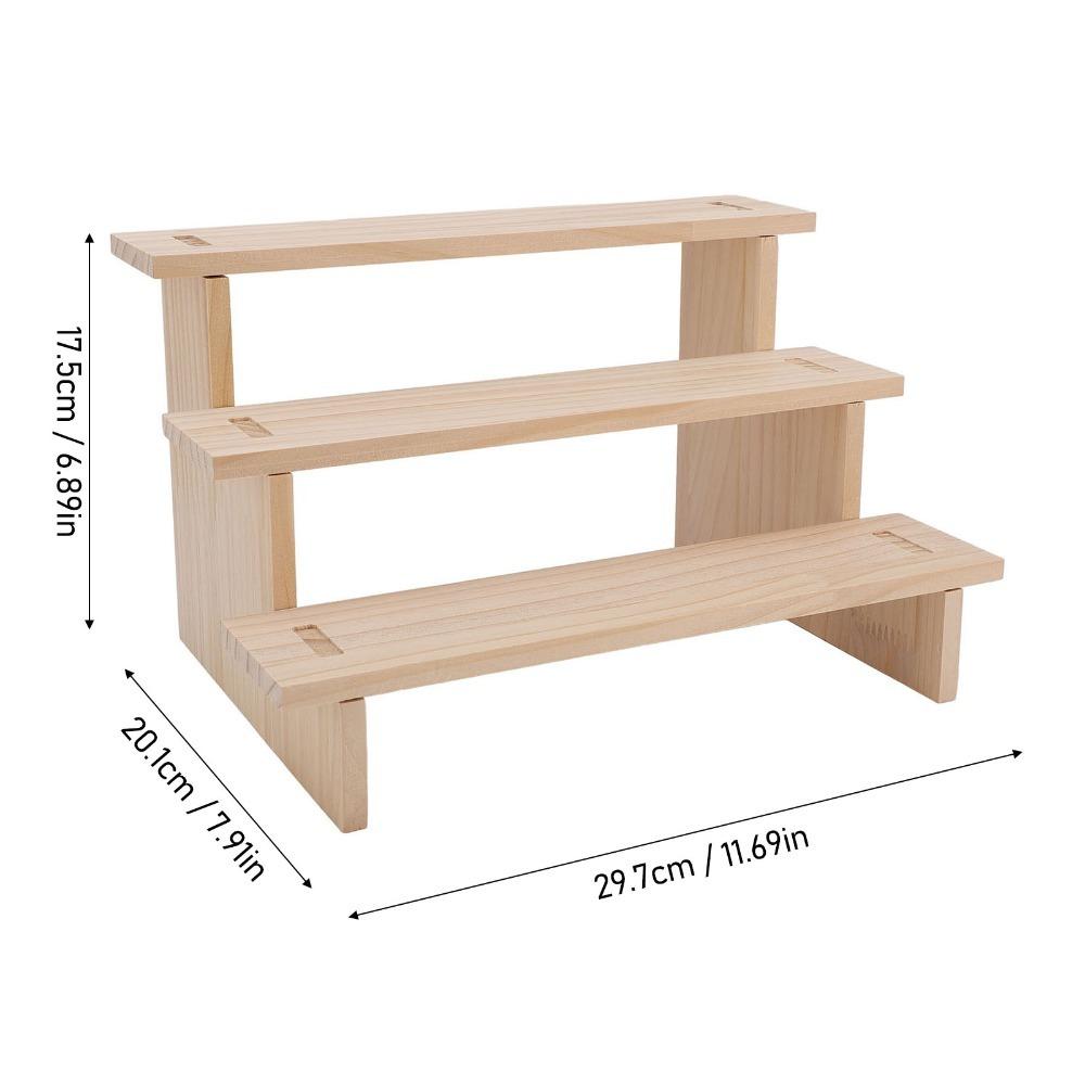 Pine Wood 3 Tier Display Shelf Multifunctional Dessert Display Stand  For Collectibles