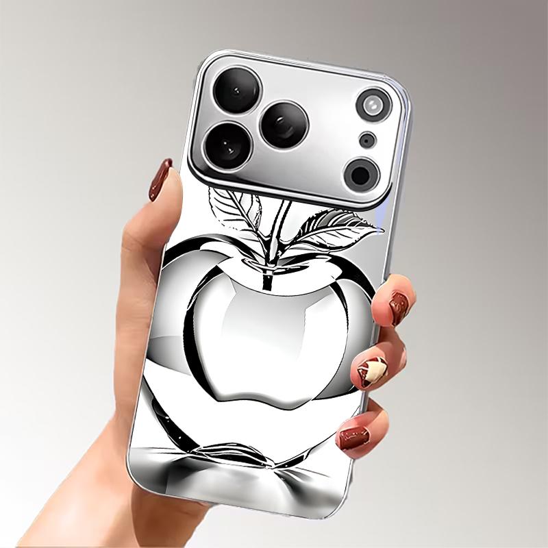 Minimal Line Art Silver Electroplat Silver Phone Case For iPhone 15 17 16 14 13 12 11 Pro Max Plus 16E 17Air 7 8 Xr Glass Cover