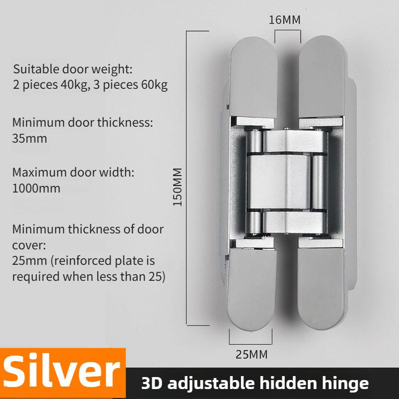 3D Hardware Supplies Hidden Door Hinges Adjustable Hotel Folding Door Inward and Outward Opening Concealed Door Closer
