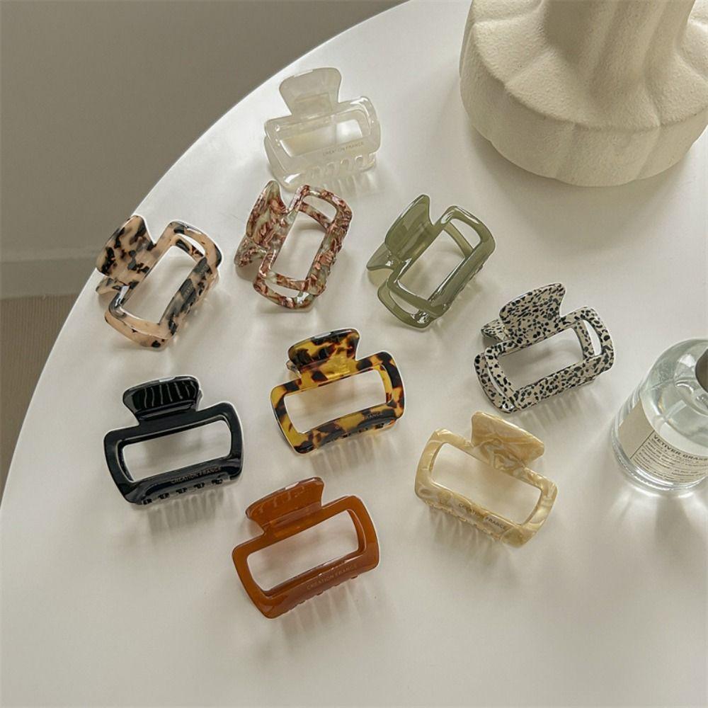 Japanese Acetic Acid Mini Hair Claw Y2K Hollow Out Acetate Hair Clips Leopard Pattern Hair Grab Clip Square Barrettes Girls