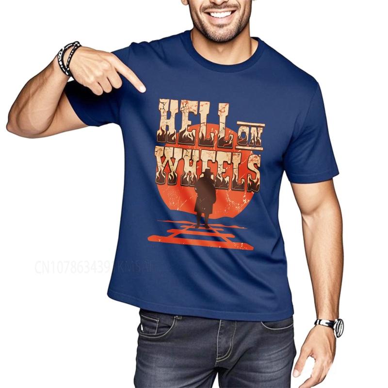 Brand summer For man tshirt Hell On Wheels Western Train Silhouette Short Sleeve Adult ONeck tops summer cotton men tshirt