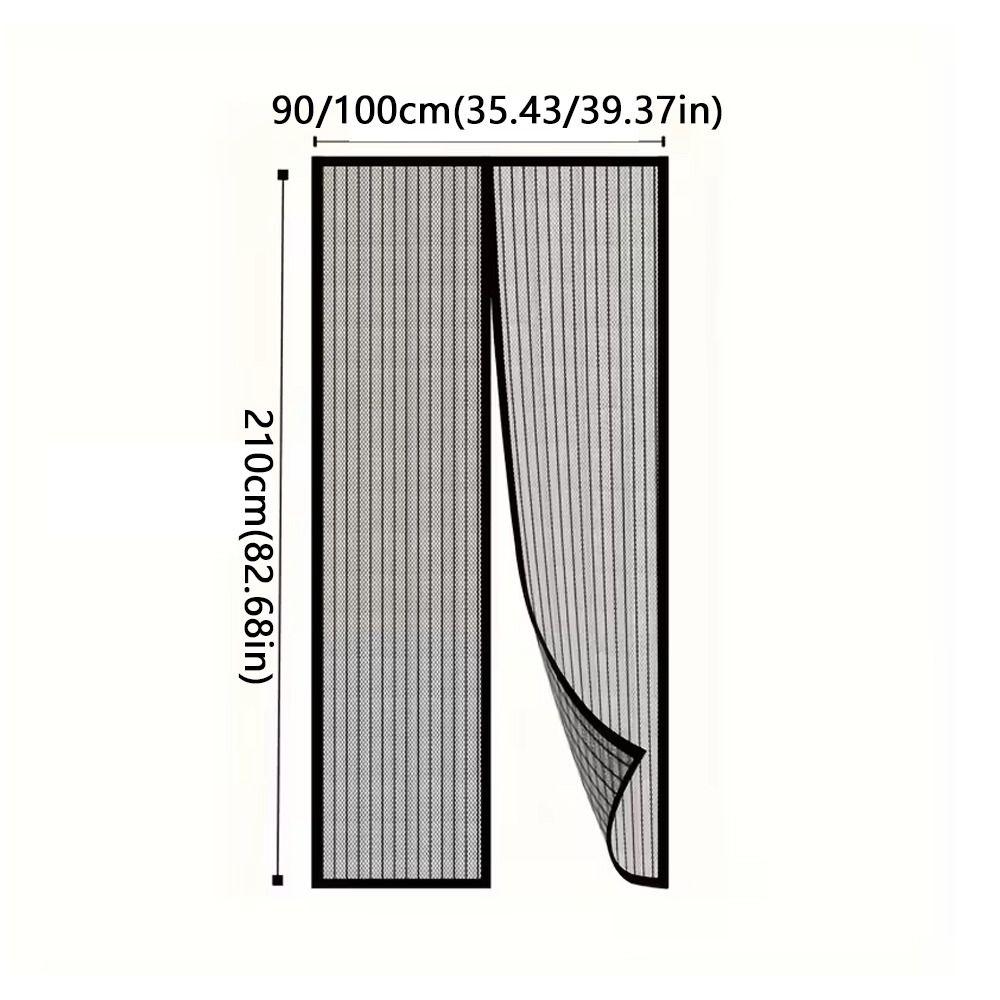 Self Sealing Magnetic Screen Door Heavy Duty Breathable Mosquito Net Curtain Vertical Dense Striped Soft Net Insect Door Screen