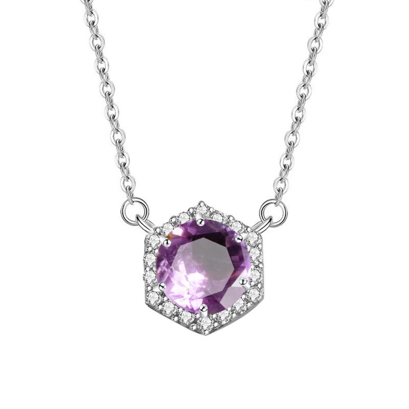 S925 Silver Four-leaf Clover Necklace, Natural Crystal Pendant, Clavicle Chain for Women 925 silver