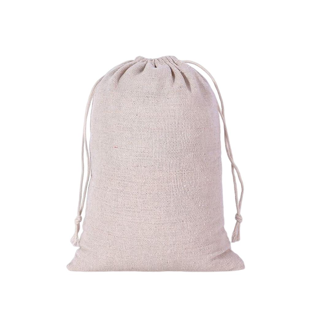 Cotton Linen Storage Bag Portable Reusable Rectangular Sundries Makeup Cosmetic Household Drawstring Pouch Accessories