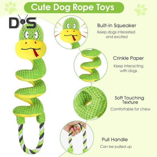 Jucărie de mestecat scârțâitoare pentru câini cu hârtie creponată, pluș în formă de girafă/șarpe, jucărie de tras pentru câini mici, medii și mari