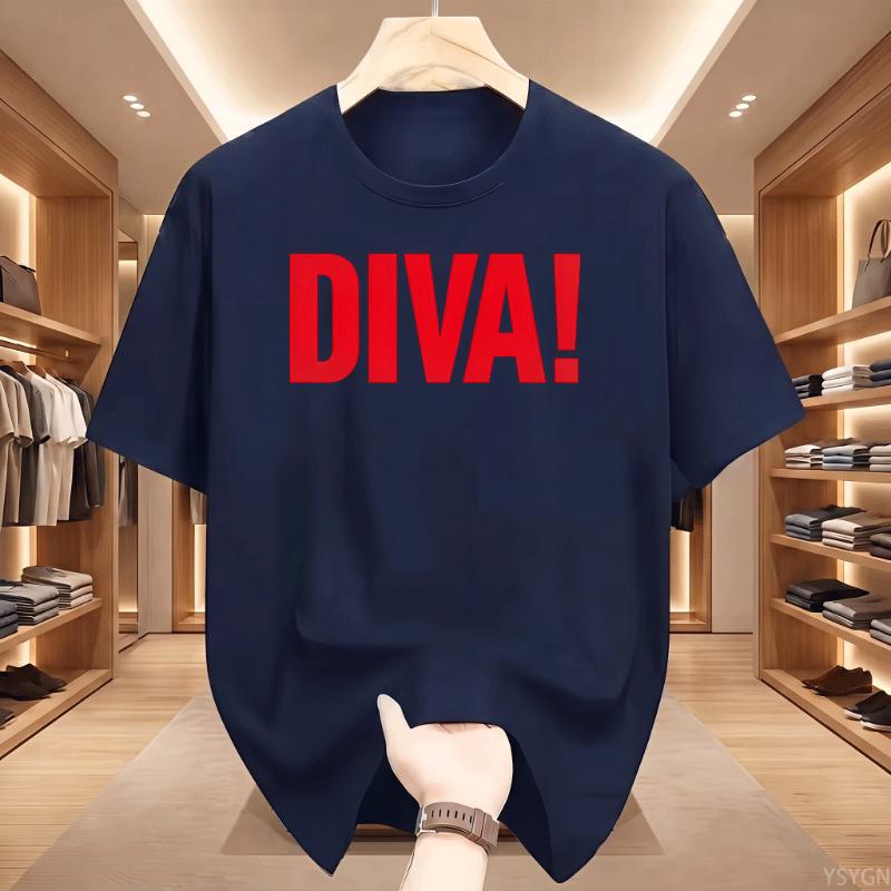 Cotton Unisex Unisex Diva T Shirts Graphic Unisex Tshirt Streetwear Funny Trendy Y2k Tshirt 90s Cotton Short Sleeve Unisexs Clothes