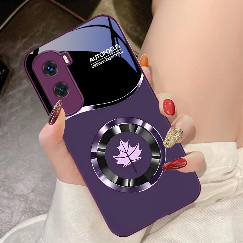 Kreis Ahornblatt Grün Für Honor 200 90 8X 9X Pro Lite P50 P40 Nova 10 11i P60 Magic4 6 Mate 20 50 Gehärtetes Glas Handyhülle