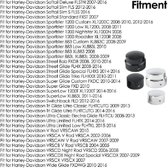 Rear Axle Cap Nut Covers, Motorcycle Rear Axle Cover Cap Nut Bolt Kit, Compatible with Harley Touring Electra Road Glide Softail - Black