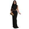 European & American Women's Sexy Sleeveless Solid Color Side Slit Dress - New Fashion Skirt