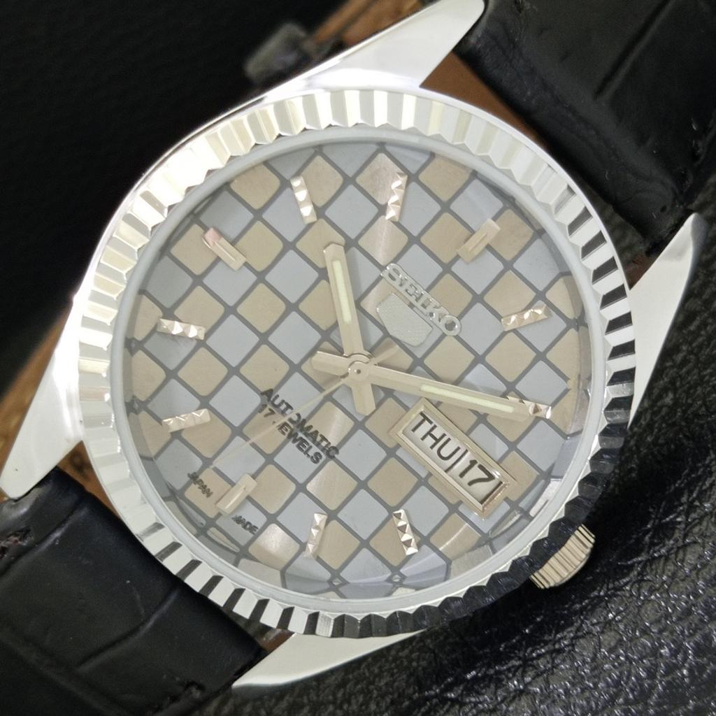 MENS VINTAGE REFURBISHED SEIKO 5 AUTOMATIC JAPAN GREY COLOR DIAL WATCH A440355-4 Sk-a440355