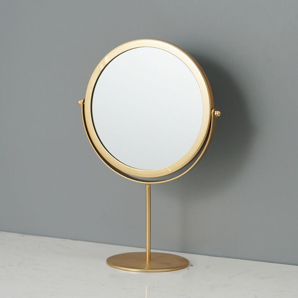 Rotating Metal Makeup Mirror European-style Dormitory Beauty Mirror  Desktop