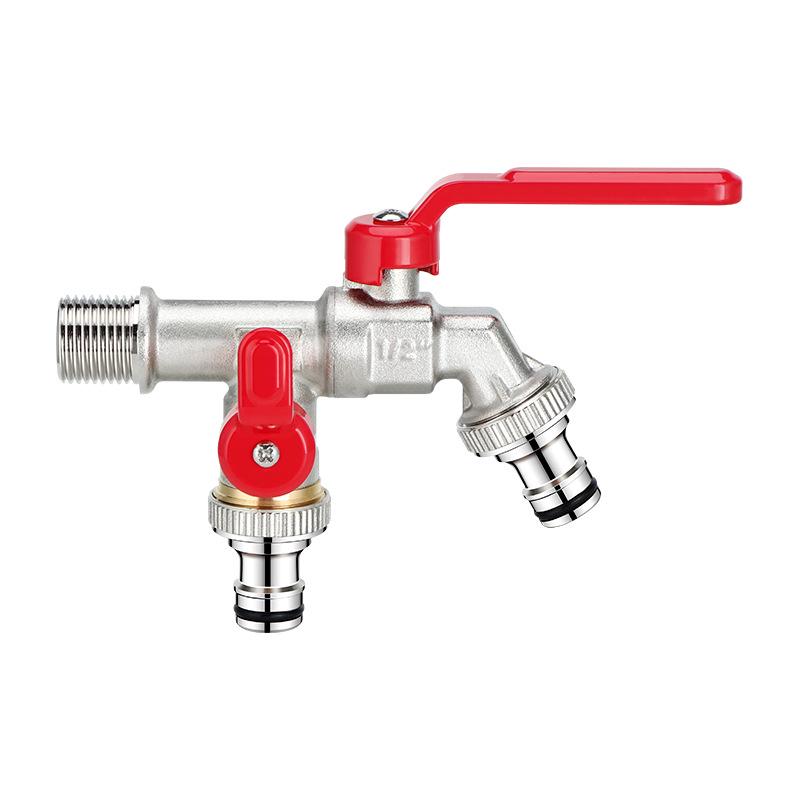 Outdoor Anti-Freeze Double Outlet Copper Faucet for Garden