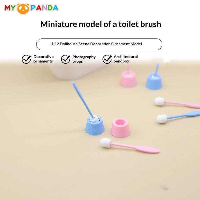 1 Set 1:12 Dollhouse Mini Simulation Long Handle Toilet Brush Model Cleaning Tool For Toilet Scene Toy Home Decoration Accessories