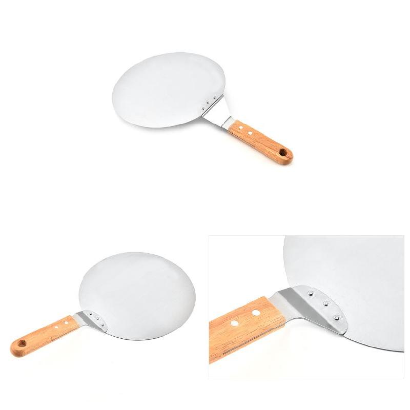 Round Cake Pizza Shovel 10 Inch Stainless Steel Wooden Handle Home Baking Cutter