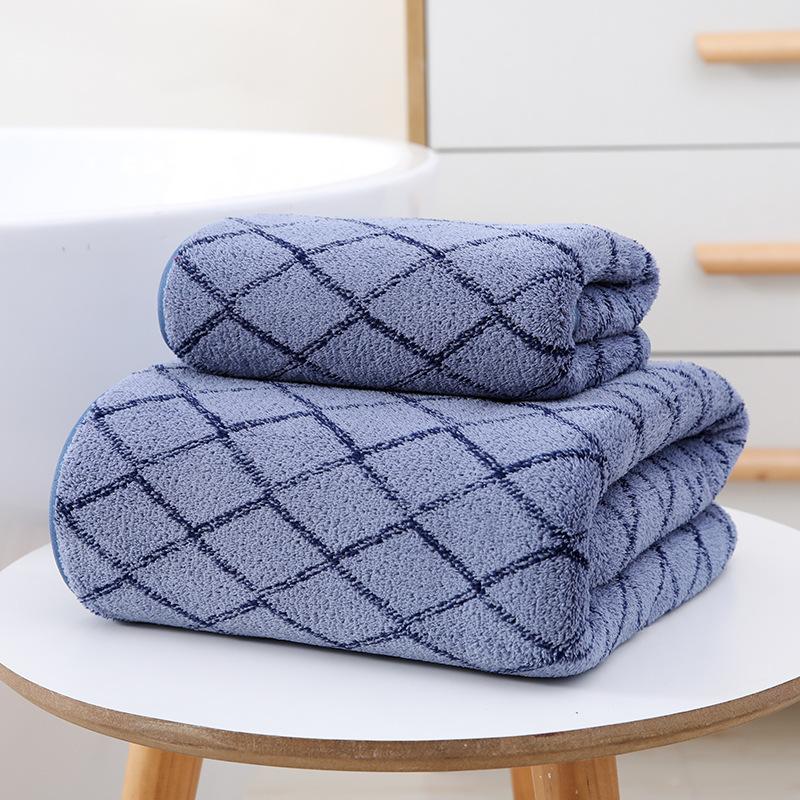 2 Pcs Checkered Towel Bath Towel Set (Multi-Color) - Absorbent & Soft Home Towels
