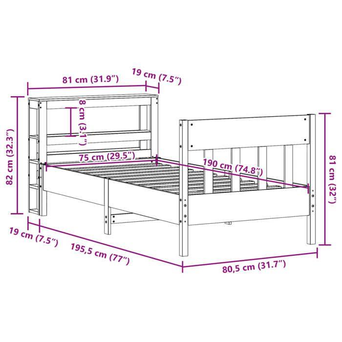 VidaXL Bed Frames Without Mattress 75x190 Cm Solid Pine Wood 3306288
