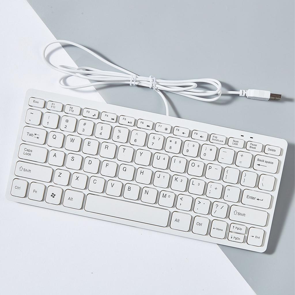 USB-Tastatur mit Kabel 78 Tasten Kompakte leise Tastatur für PC Laptop Tablets Desktop-Computer