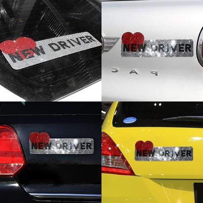 New Driver Car Stickers for Auto Reflective Sign Safety Sign for Student Teen Car Decoration Bling Car Assessoires for Girls