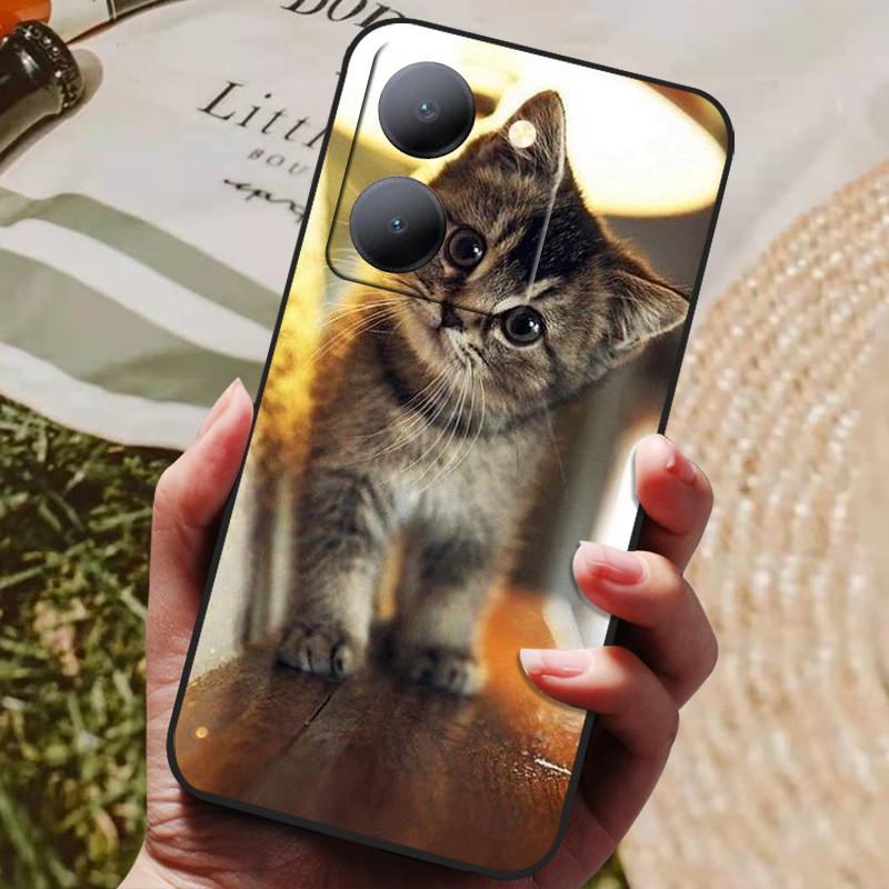 Para Capa Vivo Y36 5G Capa Preta À Prova de Choque Silicone Macio Capas Traseiras Para Vivo Y36 4G V2247 Capa de Telefone Y 36 5G Capa Leão Lobo