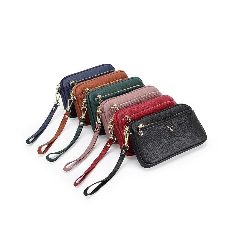 Pochette in pelle da donna 2025 nuova portafoglio lungo in pelle di mucca borsa a mano per madre borsa portamonete in pelle morbida borsa versatile per cellulare