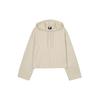 Embroidered Logo Loose Casual Cropped Knit Hoodie Women Hoodie Beige CJ3741-140