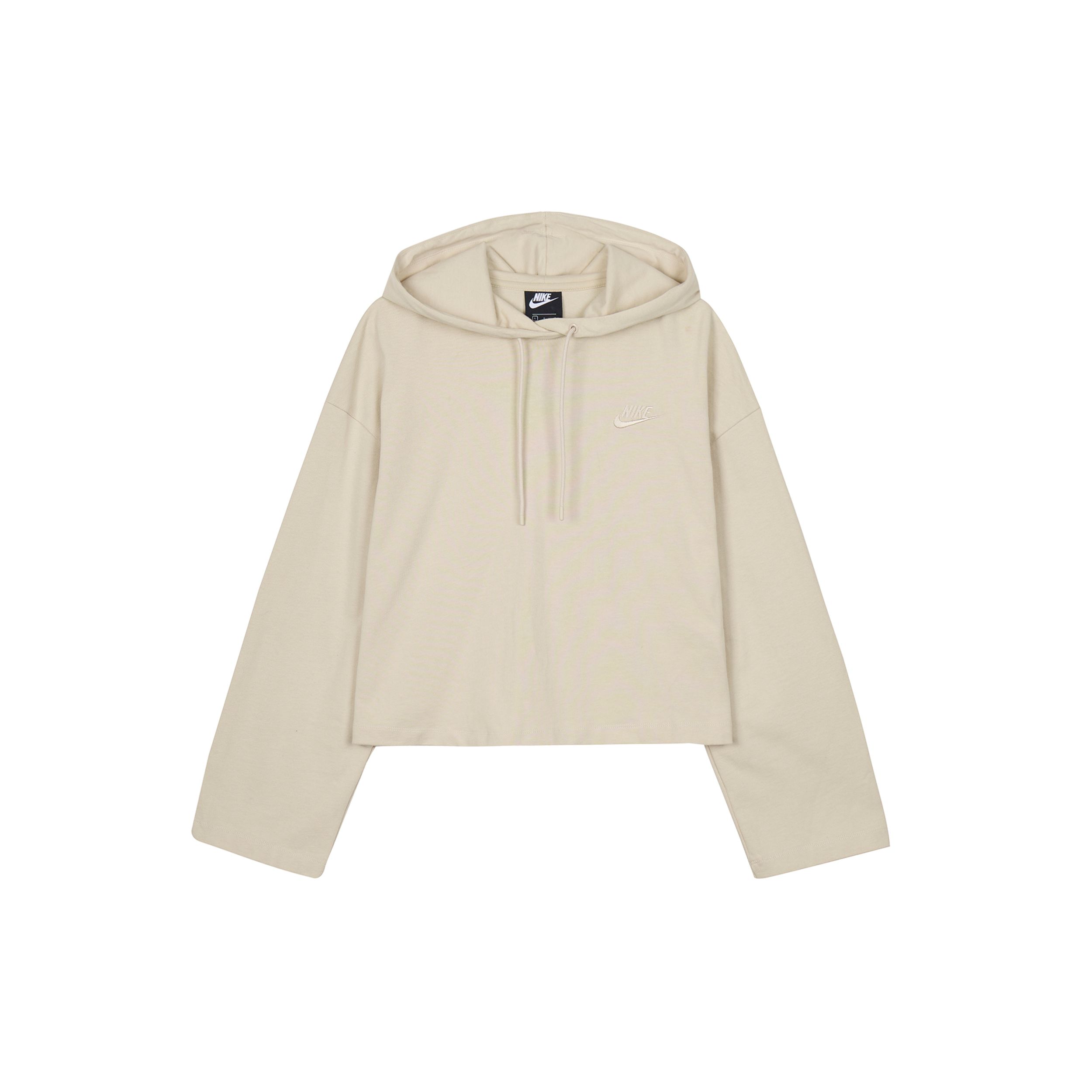 

Свободная повседневная укороченная вязаная толстовка с вышитым логотипом Nike, женская толстовка с капюшоном бежевого цвета CJ3741-140 XL