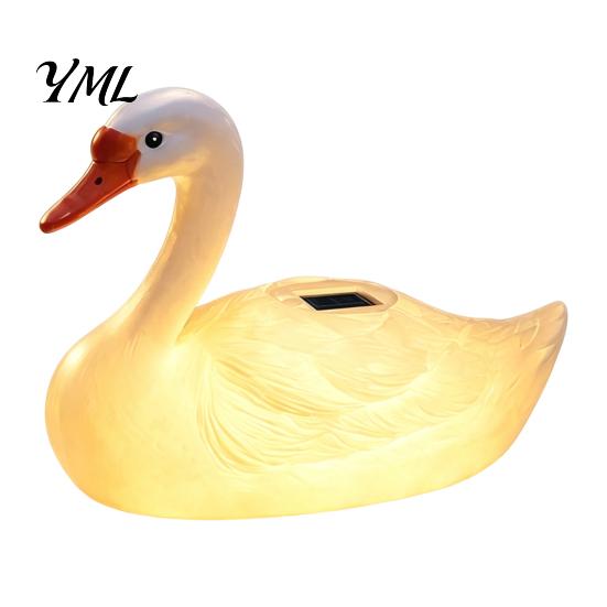 Solar Yard Decor for Walkways Floating Swan Garden Statue with Warm LED Lights, Waterproof Outdoor Pond Romantic Atmosphere Lighting Backyard