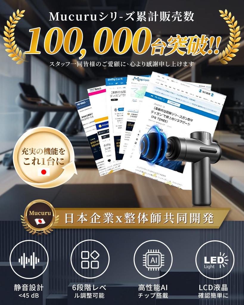 Mucuru Handy Myofascial Release Gun with AI Mini Myofascial Release 6 6 Levels of Powerful 2400mAh Large Includes Japanese Instruction Perfect Gift