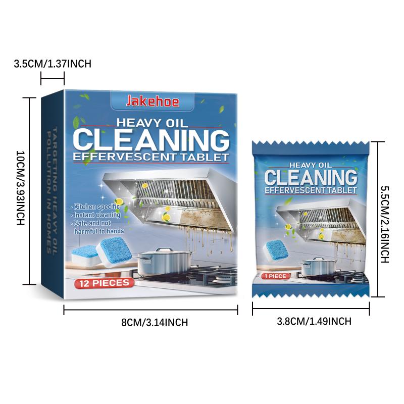 Powerful Kitchen Grease Cleaning Tablets 12Pack Effervescent Degreaser for Stove Range Hood Multi Purpose Daily Cleaning