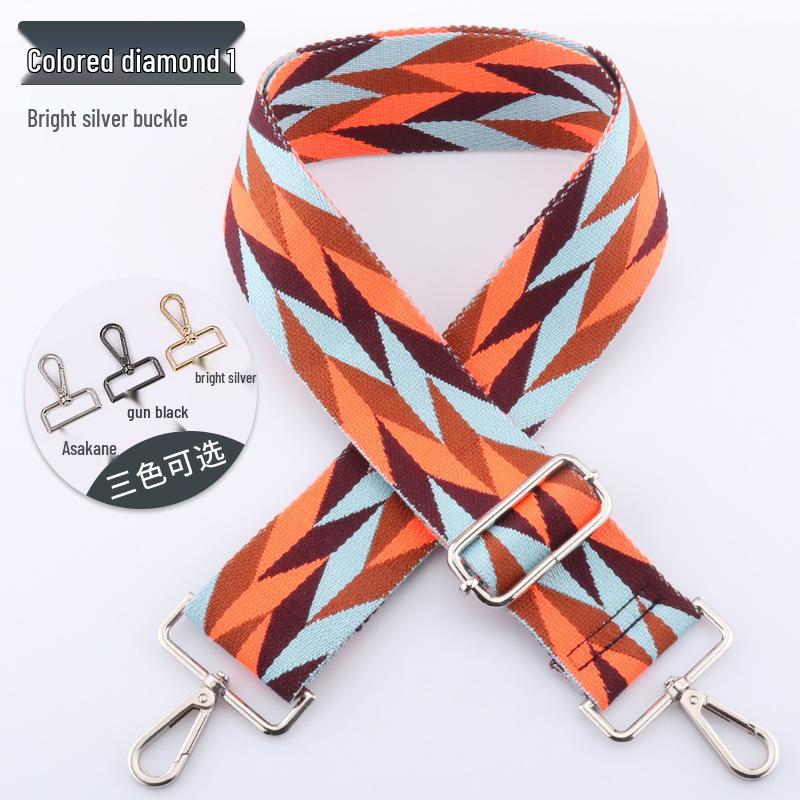 Adjustable 5cm Wide Colorful Diamond Bag Strap - Crossbody & Shoulder Strap Available