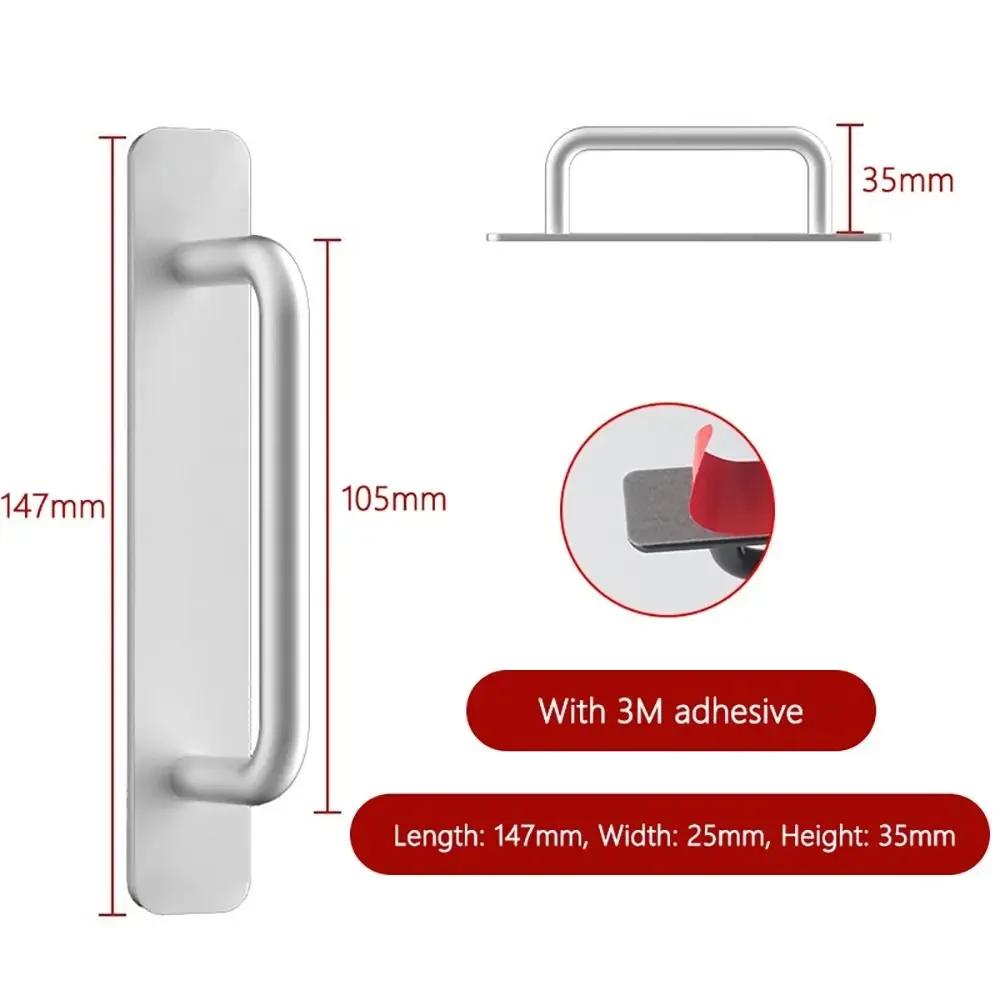 1Pcs Self-Stick Instant Cabinet Drawer Handles Pulls - 5.8 Inch Stainless Steel Adhesive Door Handles, No Drilling Design
