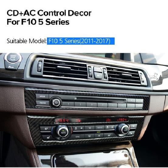 2pcs Glossy Carbon Fiber Car Front Center CD Panel Sticker For BMW 5 F10 14 15