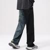 American High Street Blue and Black Contrast Retro Jeans Men and Women Same Style Loose Wide-leg Pants