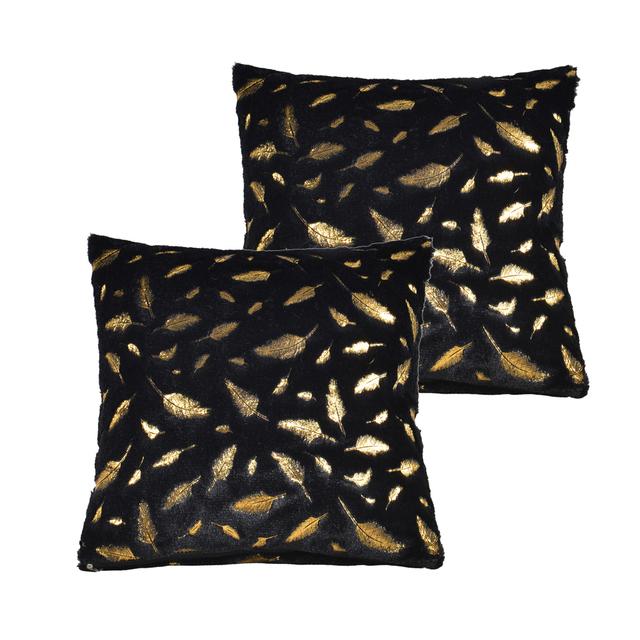 2pcs Fur Throw Pillow Cover Solid Color Bronzing Feather Plush Cushion Cover Pillowcase   for Car/Sofa/Bed/Home Decorative 4545
