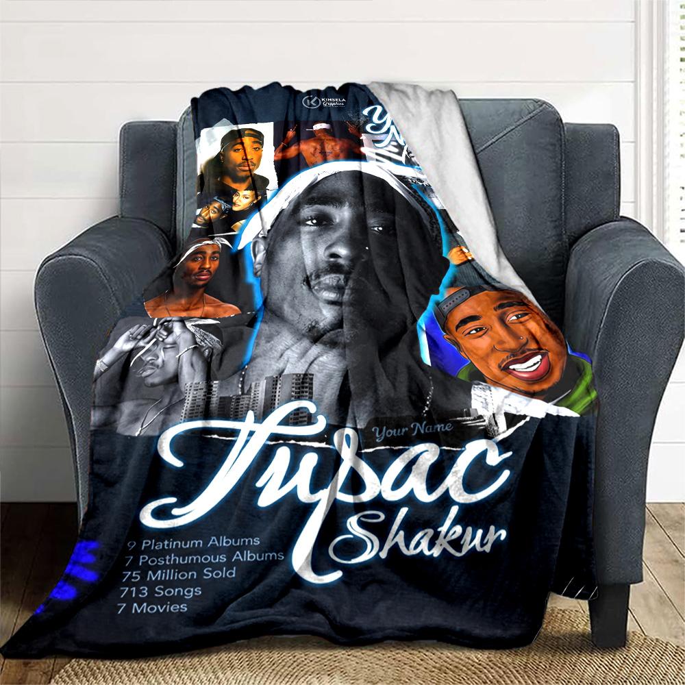 2pac Personalized Text Blanket Multi-purpose Customizable Blanket Soft Warm Cozy Throw For Livingroom Living Room Bed Picnics for All Occasions