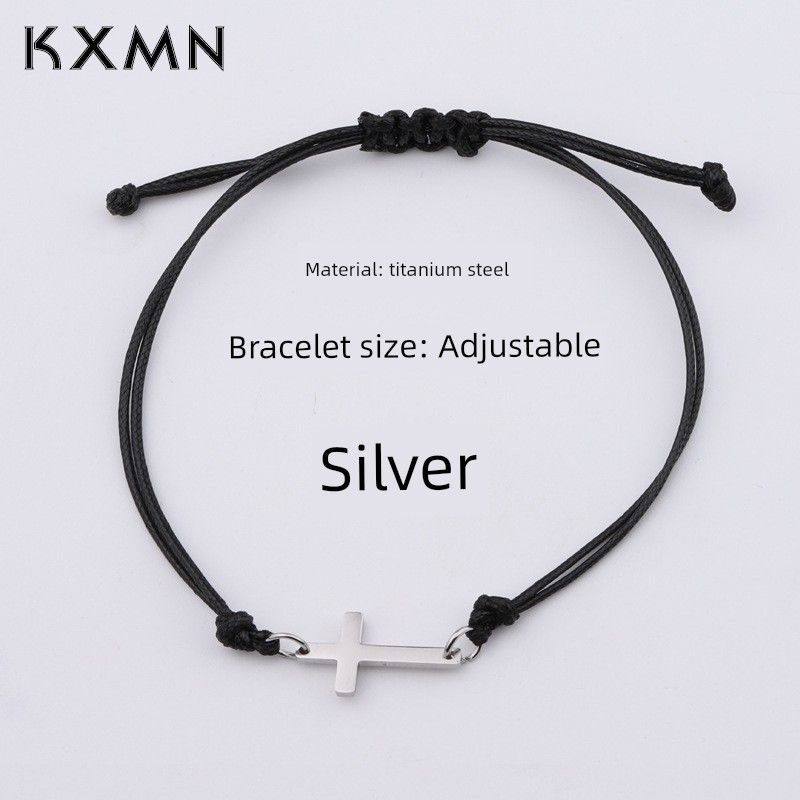 

Kxmn Рождественский подарок с браслетом с крестом Маленький подарок Украшение Мужской и женский нейтральный браслет Silver(Adjustable bracelet)