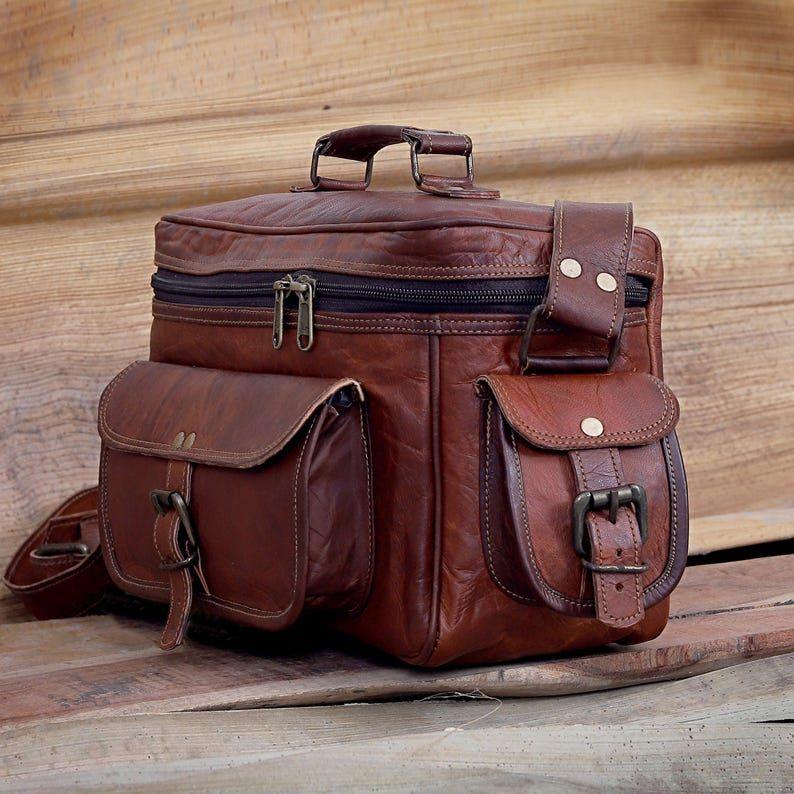 Personalized Leather Camera Bag: Vintage Style Crossbody Travel Bag