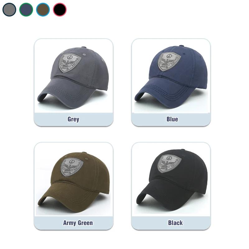 Fashion Classic Soft Top Embroidery Patch Washable Military Cadet Adjustable Hat Unisex Cotton Outdoor Sport Casual Baseball Cap