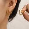 Stainless Steel Earrings Hollow Heart Earrings Fashionable High-end Feel 18k Gold Plated Titanium Steel Jewelry