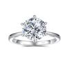 Simple Sterling Silver Classic Rings for Women Six Claw Lab Diamond Ring Woman's Wedding Ring Engagement Jewelry