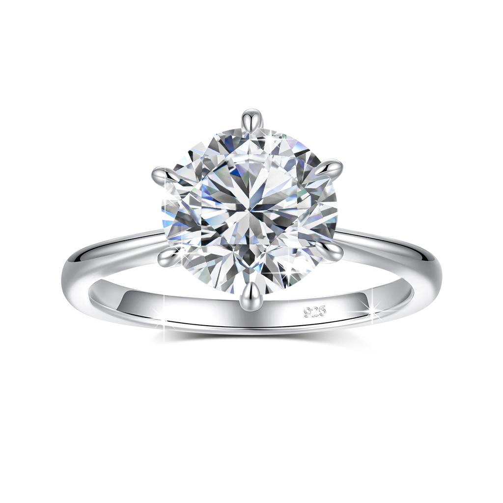 Simple Sterling Silver Classic Rings for Women Six Claw Lab Diamond Ring Woman's Wedding Ring Engagement Jewelry