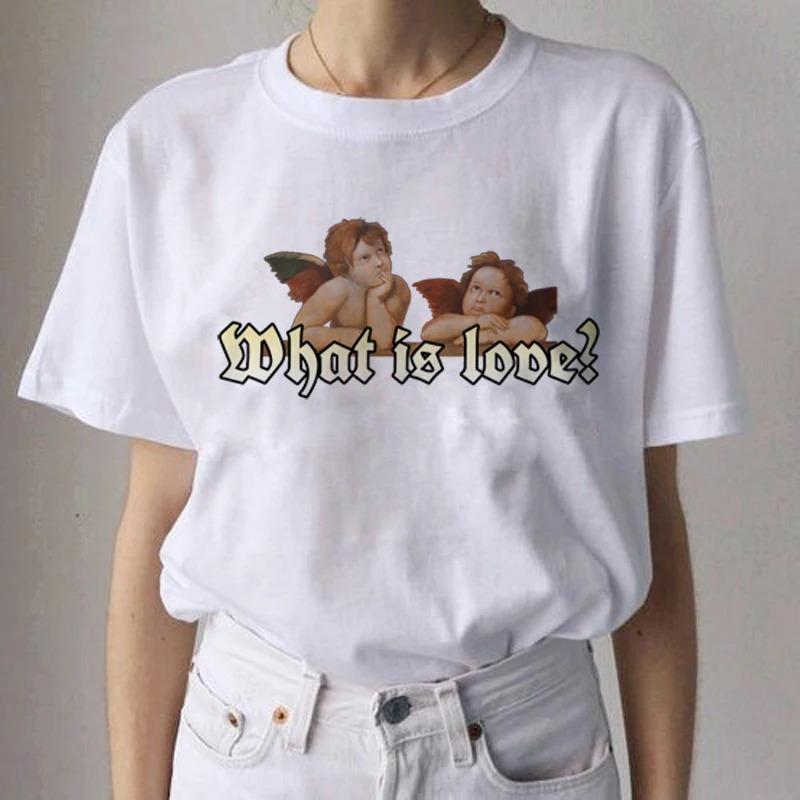 Angel Aesthetic Streetwear White Fashion Women TShirts Harajuku Short Sleeve Clothes Summer ONeck Tees Casual FeUnisex Tops