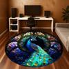 1pc Peacock StainedGlass Round Chair mat office Area Rug - Non-Slip, Floor Mat for Office, Bedroom, Ideal home decor gift c0112068