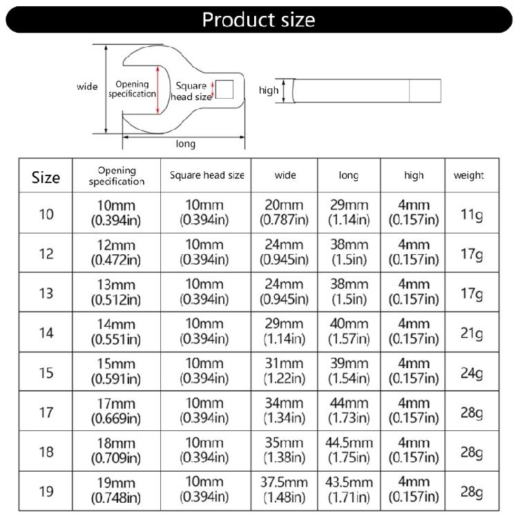 8Pcs 3/8inch Drive Crowfoot Wrench Set 10-19mm Foot Open End Spanner Torques Wrenches Key Kit Hand Tool Accessories